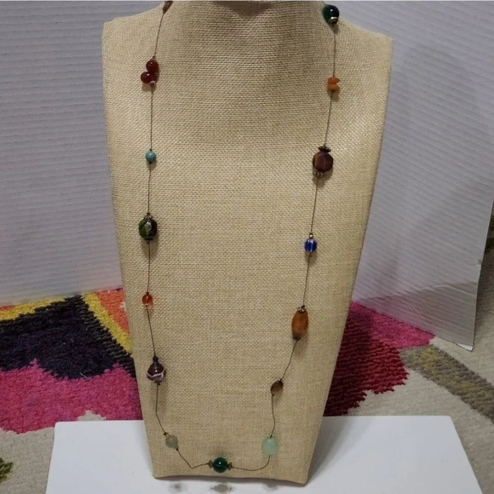 TRESKA beaded long illusion necklace‎ new